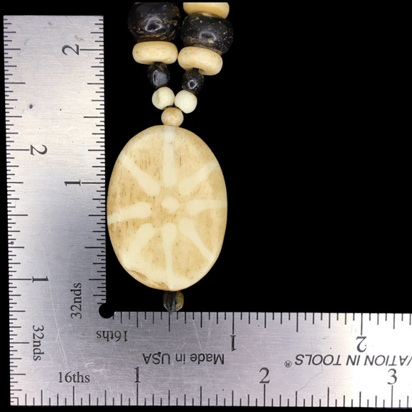 Vintage Natural Stone Wood Beads Pendant with Sun Necklace - Picture 8 of 8